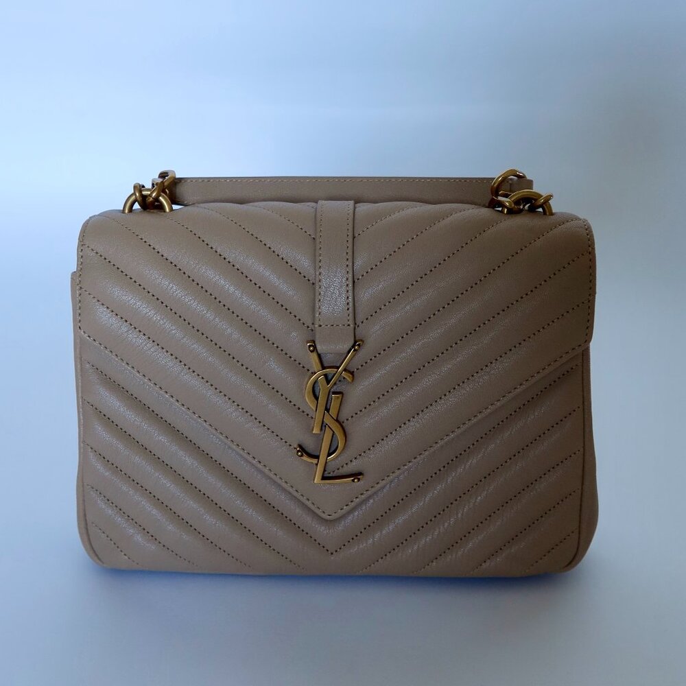 YSL College Medium Bag Dark Beige